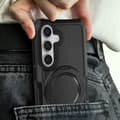 Miniatyrbild 3 av 4: Fodral till Samsung Galaxy S24 - AVIZAR - Svart Stötsäker Bi-Material Support Ring