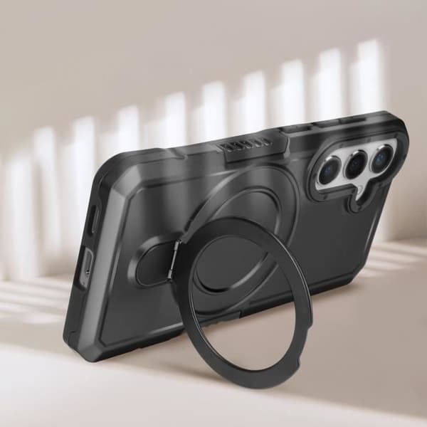Fodral till Samsung Galaxy S24 - AVIZAR - Svart Stötsäker Bi-Material Support Ring