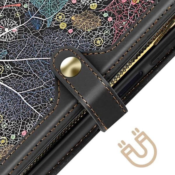 Samsung S24 AVIZAR Fodral - Multi Storage Flower - Svart - RFID - Support