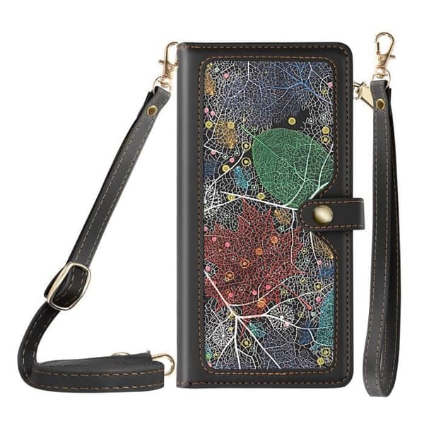 Samsung S24 AVIZAR Fodral - Multi Storage Flower - Svart - RFID - Support