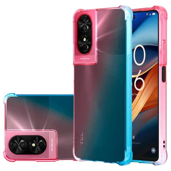 For TCL 30 SE Case Silicone Phone Cover + Screen Guard Pink / Green