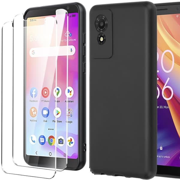 For TCL 501 Case Slim Black Silicone ARMOUR Shockproof Gel Phone Cover + Glass (Copy)