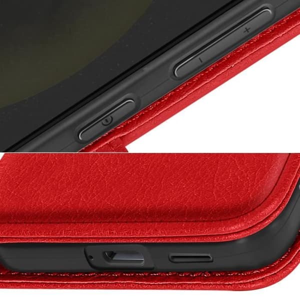 Fodral till Samsung Galaxy S24 Plus - AVIZAR - Chesterfield Series - Plånbok och videohållare - Röd