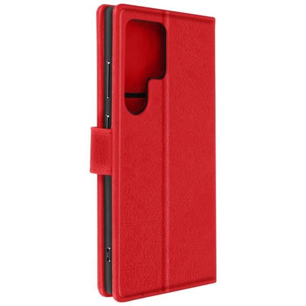 Fodral till Samsung Galaxy S24 Ultra plånbok och videoställ Red Chesterfield Series