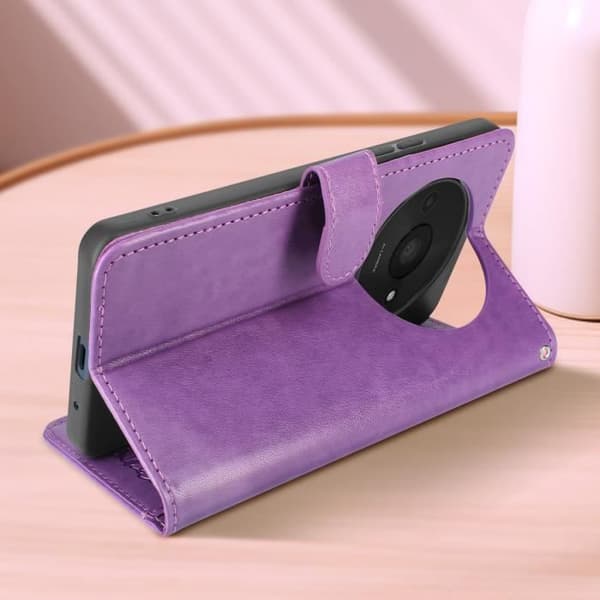 Cat Wallet Case för Xiaomi Redmi A3 - AVIZAR - Lila - Halvstyv - Syntet - Flik - Blank