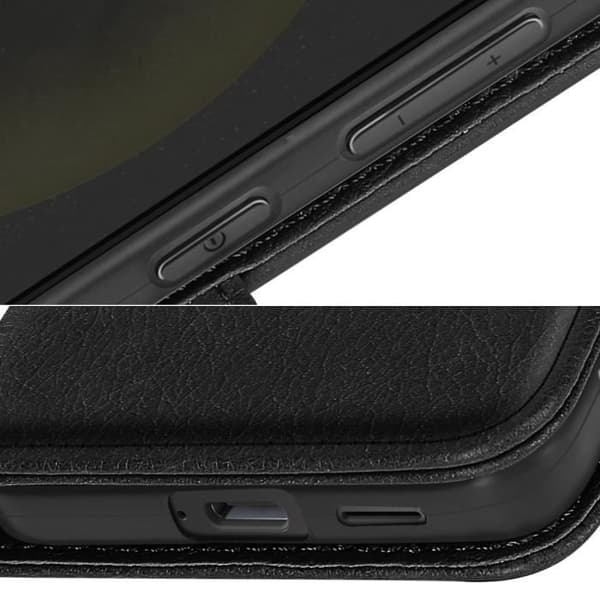 Fodral för Samsung Galaxy Black Wallet och Video Stand Black Chesterfield Series