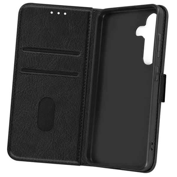 Fodral för Samsung Galaxy Black Wallet och Video Stand Black Chesterfield Series