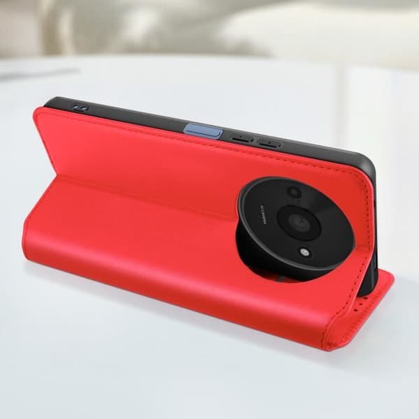 Fodral till Xiaomi Redmi A3 - AVIZAR - Flip-korthållare och videostöd - Röd