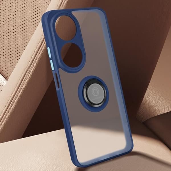 Stötsäkert hårt fodral för Honor 90 Smart - AVIZAR - Metal Ring Video Support - Blå