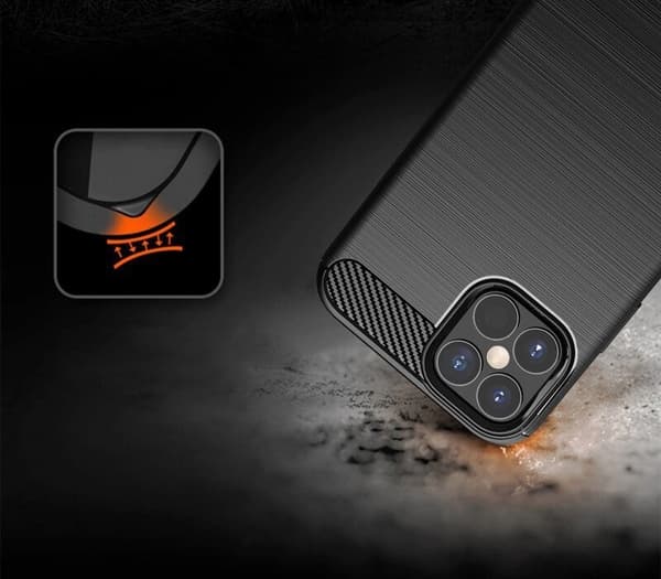 Carbon Case Flexibelt Skal iPhone 12 Pro Max - Svart
