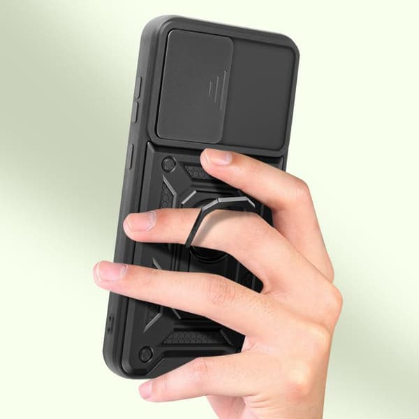 Fodral till Samsung Galaxy S23 FE Ringhållare Skjutkameraskydd Mayaxess Svart