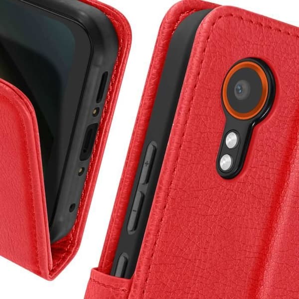 Fodral till Samsung Galaxy Xcover 7 - AVIZAR - Wallet Flip och Video Support - Röd
