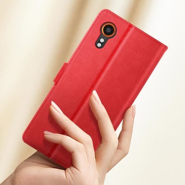 Fodral till Samsung Galaxy Xcover 7 - AVIZAR - Wallet Flip och Video Support - Röd