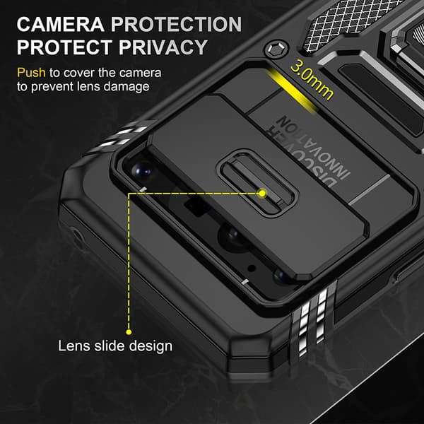 INF Google Pixel Black Case rengastelineellä ja liukuvalla linssillä Google Pixel 7 Pro