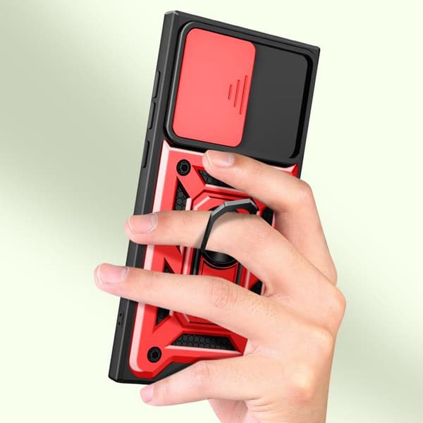 Telefonfodral - MAYAXESS - Samsung Galaxy S24 Ultra - Röd - Stötabsorberande - Glidande kameraskydd
