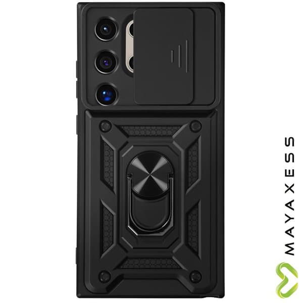 Telefonfodral - MAYAXESS - Samsung Galaxy S24 Ultra - Stötsäker - Skjutbar kameraskydd - Svart