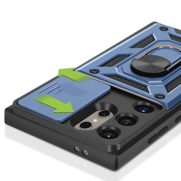 Fodral till Samsung Galaxy S24 Ultra Ring Sliding Camera Cover Mayaxess Midnight Blue