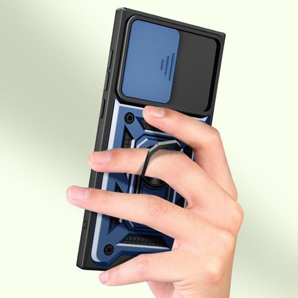 Fodral till Samsung Galaxy S24 Ultra Ring Sliding Camera Cover Mayaxess Midnight Blue