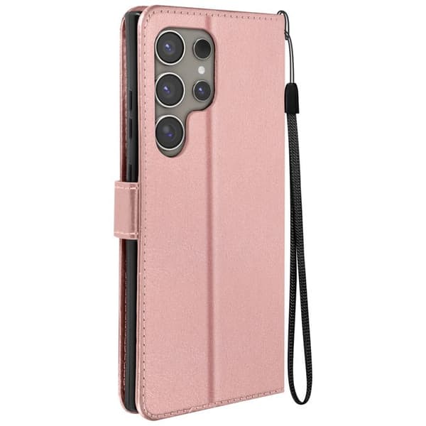 Plånboksfodral till Samsung S24 Ultra - MAYAXESS - Champagnerosa - Stativ och armbandsfunktion