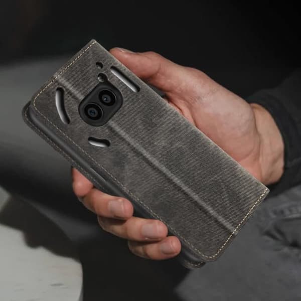 Fodral för Nothing Phone 2a Denim Texture Flip Plånbok och Stativ Svart
