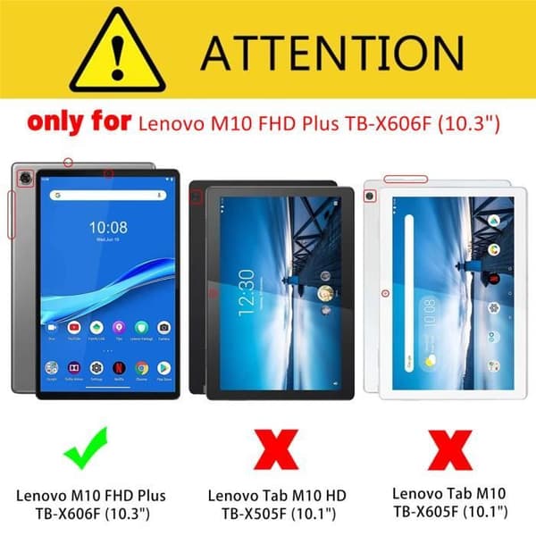 Lenovo M10 FHD Plus Fodral TB-X606F (10,3 tum) - Lätt PU-läder Stötsäkert Tablet Fodral Lenovo M10 FHD Plus Skal - Grå