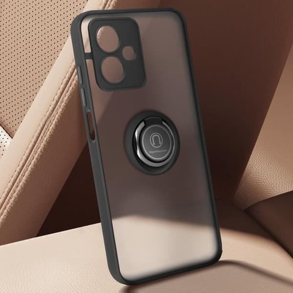 Smartphonefodral - AVIZAR - Motorola Moto G54 - Metallring - Videostöd - Svart