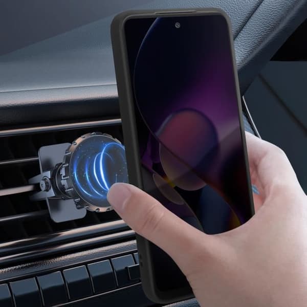 Smartphonefodral - AVIZAR - Motorola Moto G54 - Metallring - Videostöd - Svart