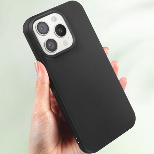 Fodral till iPhone 15 Pro - MAYAXESS - Mjuk silikon - Svart - Anti-repa och stötsäkert skydd