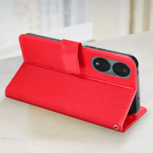 Fodral för Honor 90 Smart Wallet Stand Funktion med handledsrem Mayaxess Red