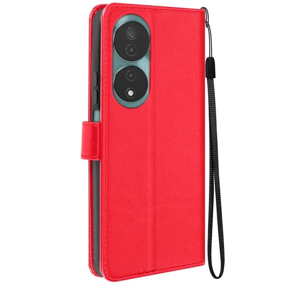Fodral för Honor 90 Smart Wallet Stand Funktion med handledsrem Mayaxess Red