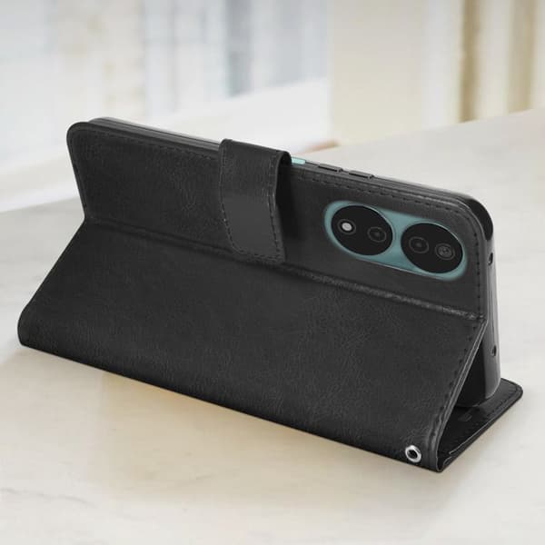 Plånboksfodral till Honor 90 Smart - MAYAXESS - Svart - Stativfunktion med handledsrem