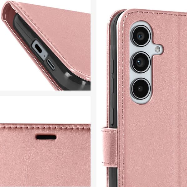 Plånboksfodral till Samsung A55 - MAYAXESS - Champagnerosa - Stativ och armbandsfunktion