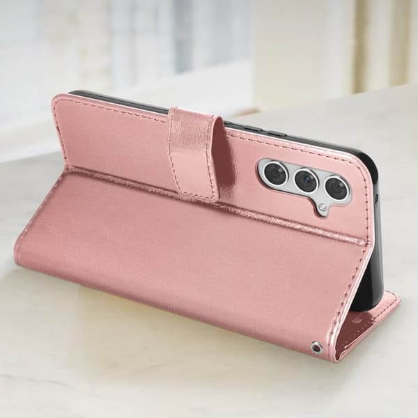Plånboksfodral till Samsung A54 5G - MAYAXESS - Champagne Rosa - Stativ och armbandsfunktion