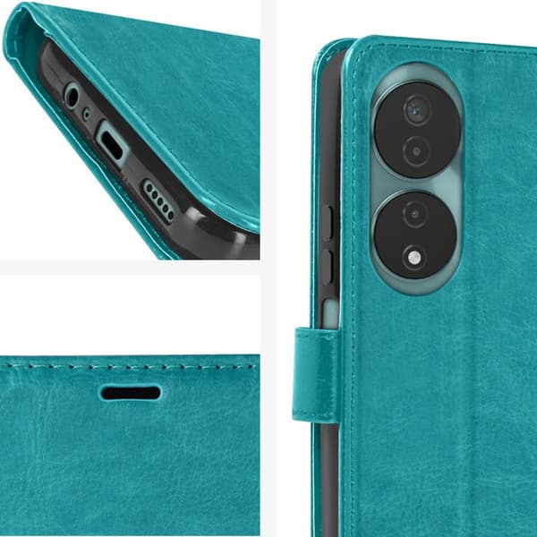 Fodral till Honor 90 Smart - MAYAXESS - Turkos - Funktion för plånboksställ med handledsrem