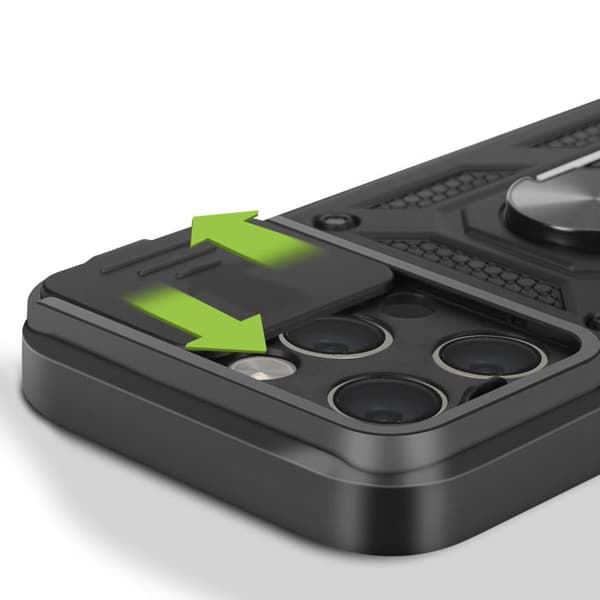 Skydd för iPhone 15 Pro - MAYAXESS - Svart - Hård - Stötsäker - Kompatibel med magnetisk hållare