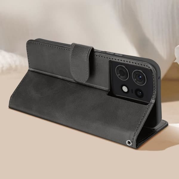 Fodral till Motorola Edge 50 Pro Handledsrem Flip Stand Plånbok Svart