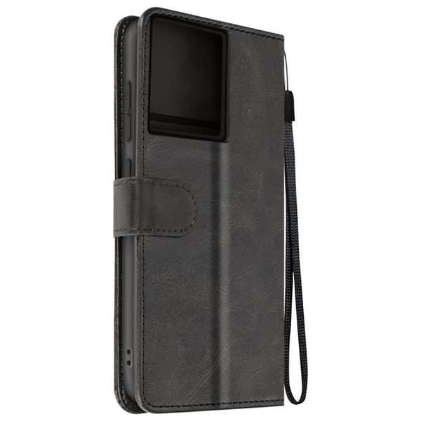 Fodral till Motorola Edge 50 Pro Handledsrem Flip Stand Plånbok Svart
