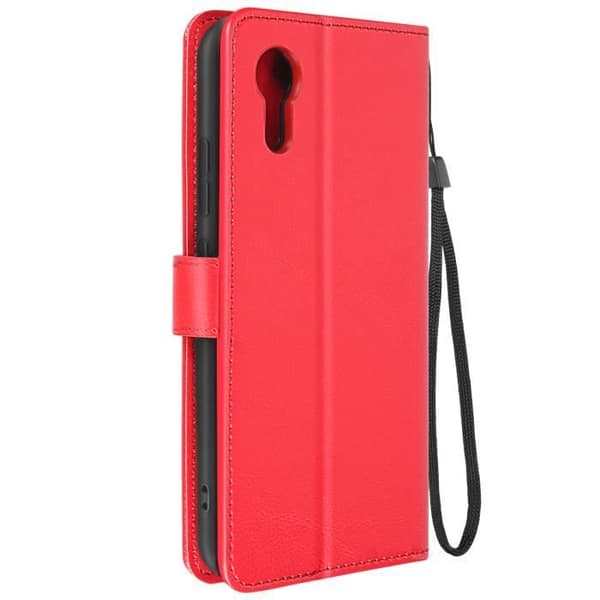 Fodral för Samsung Galaxy Xcover 7 - AVIZAR - Vintage Design med Röda Fickor