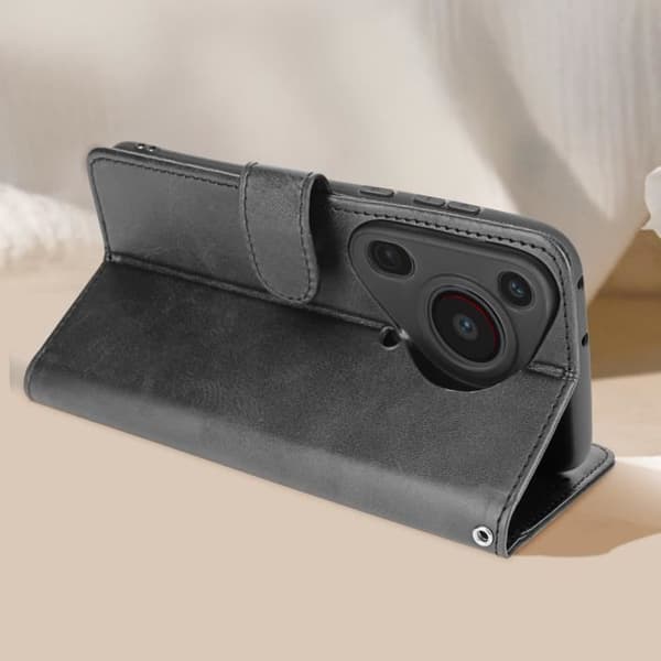 Fodral till Huawei Pura 70 Ultra Wrist Strap Flip Plånboksställ Svart