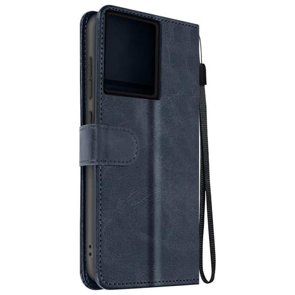 Fodral till Motorola Edge 50 Pro Handledsrem Flip Wallet Stand Midnight Blue