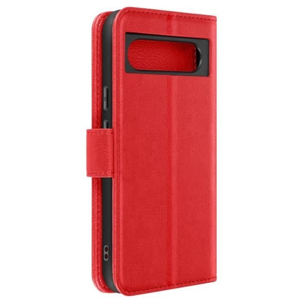 Etui för Google Pixel 8a - AVIZAR - Chesterfield - Plånbok och Videostöd - Röd