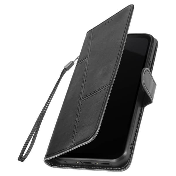 Étui plånbok AVIZAR för Samsung Galaxy Xcover 7 - Svart - Elegant söm - Videostöd funktion