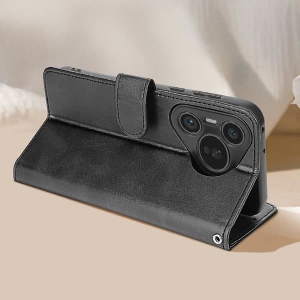 Fodral för Huawei Pura 70 Pro Handledsrem Plånbok Video Support Svart