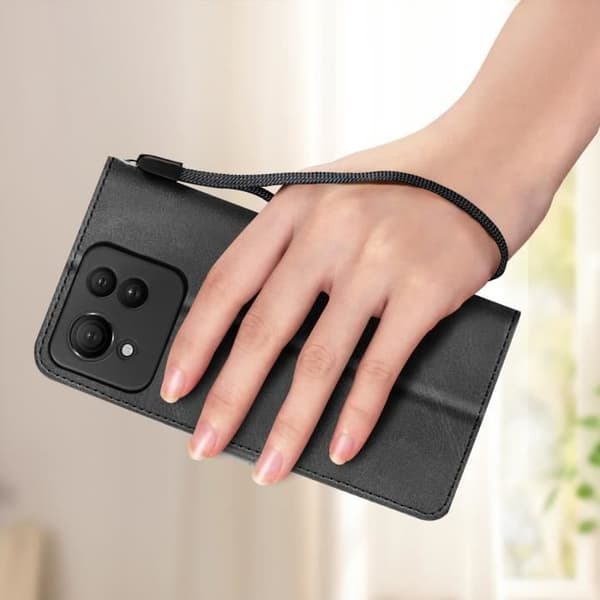 Fodral till Asus Zenfone 11 Ultra Wrist Strap Flip Wallet Stand Black