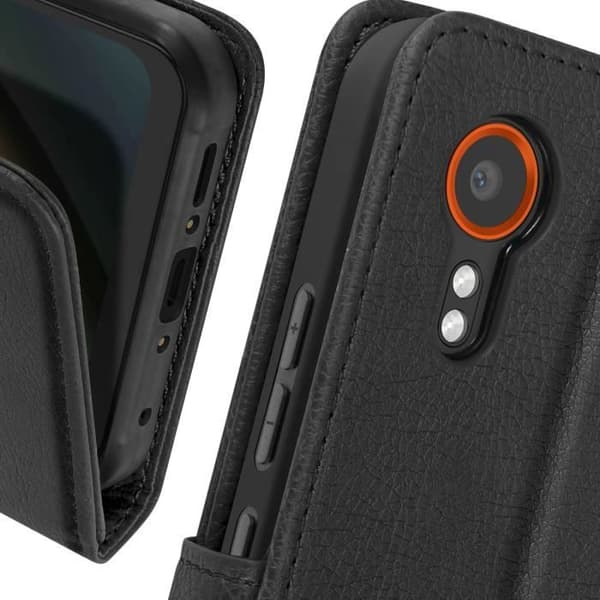 Etui för Samsung Galaxy Xcover 7 - AVIZAR - Chesterfield - Plånbok och Videostöd - Svart