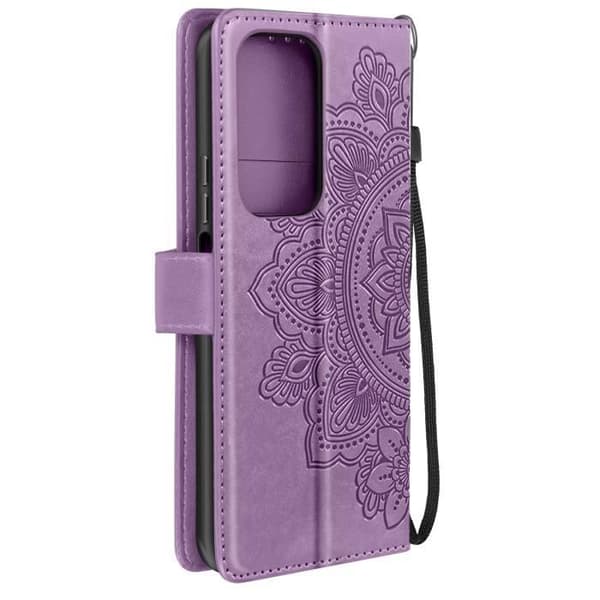 Étui Mandala Blommor - AVIZAR - Honor 200 Lite - Lila - Plånbok Stöd Handledsrem