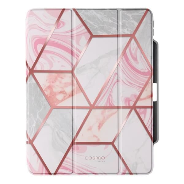 Fodral för iPad Pro 13 2024 - Supcase - Fullständigt skydd med stödklaff - Vit / Rosa