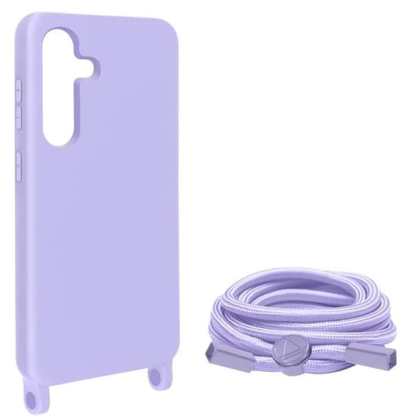 Coque - AVIZAR - Samsung Galaxy S24 - Ljus Lila - Semi-Hård - Justerbar Nylon Snodd