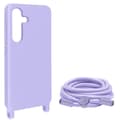 Miniatyrbild 2 av 4: Coque - AVIZAR - Samsung Galaxy S24 - Ljus Lila - Semi-Hård - Justerbar Nylon Snodd