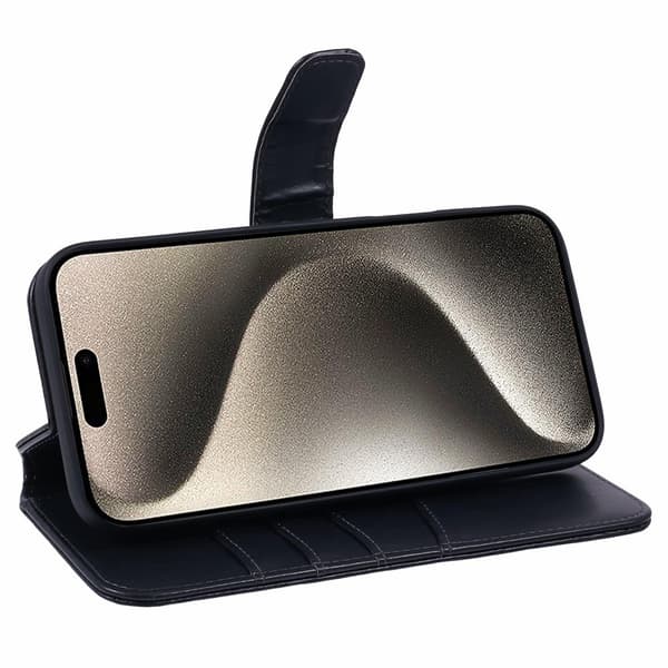 Nordic Covers iPhone 16 Pro Etui Essential Leather Raven Black